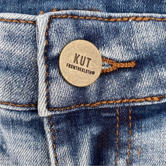 Kut From The Kloth High Rise Denim Jean Raw Hem Distressed Short Size 2 NWT - Picture 2 of 7